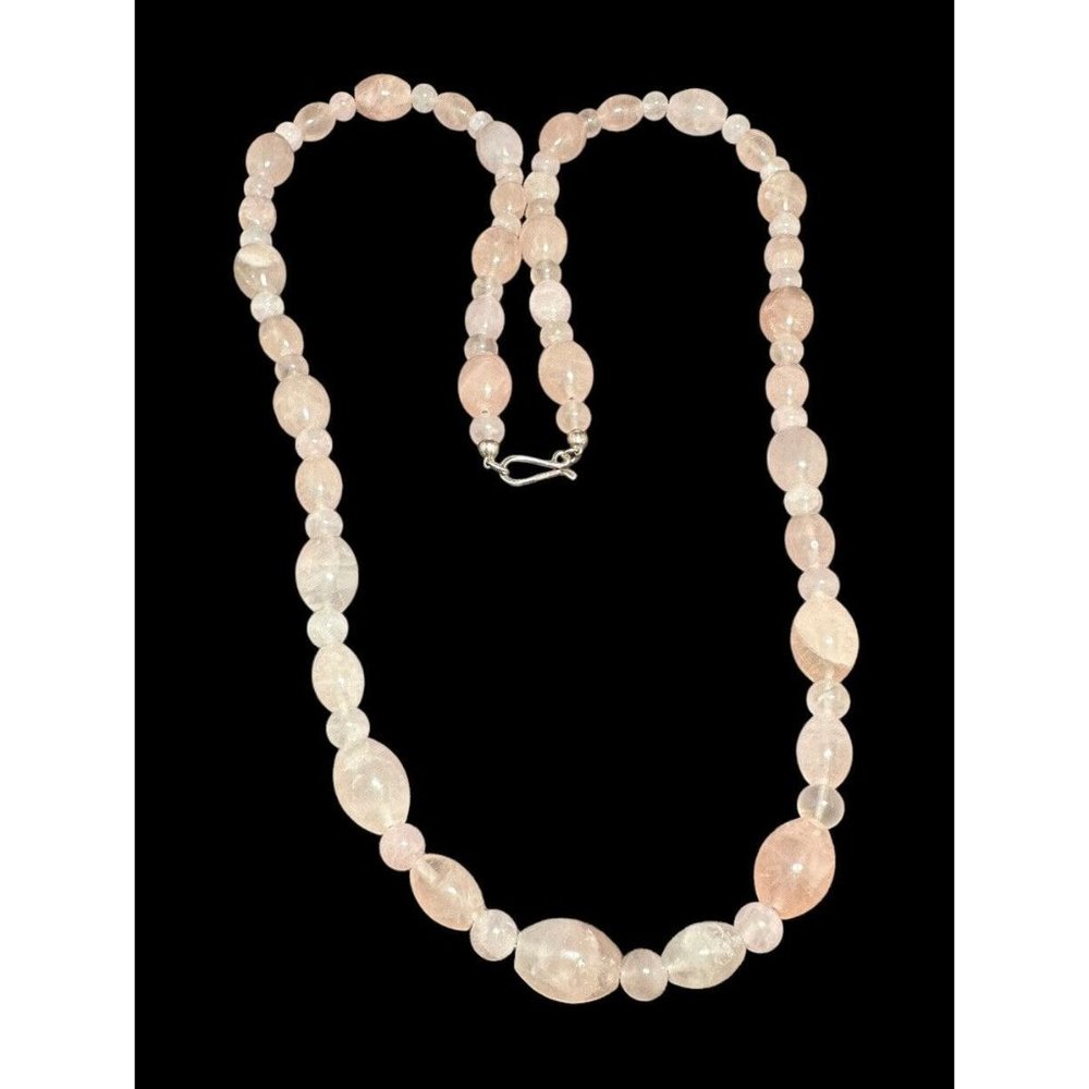 Signed Jay King DTR Pink Rose Quartz Beaded Necklace 36 inches